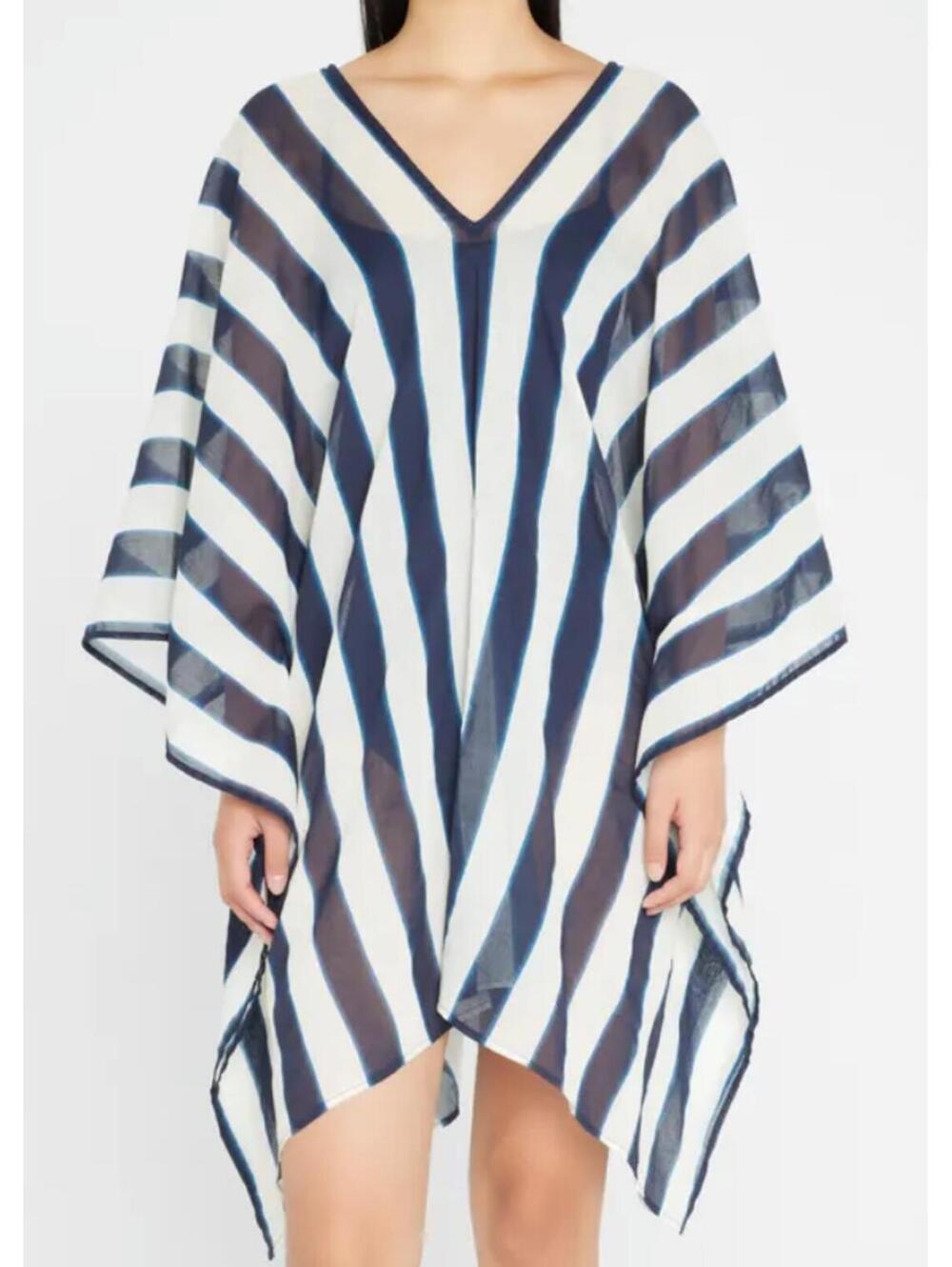 KATE SPADE navy white stripe Awning caftan sz S